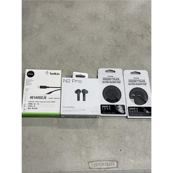 SUDIO N2 PRO BLUETOOTH HEADPHONES, 2 OHSNAP! PHONE GRIPS, AND 3.5MM AUDIO JACK
