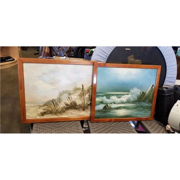 TWO PAINTINGS. ONE TITLED "PADRA ISLAND 1976"