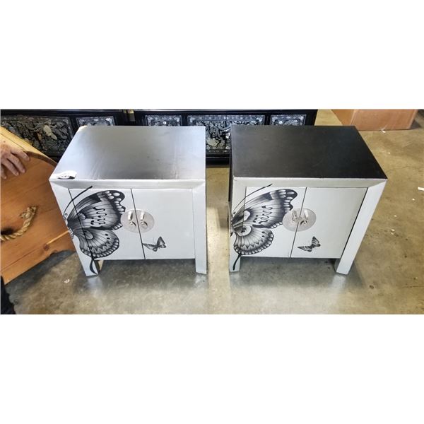 PAIR OF BUTTERFLY NIGHTSTANDS