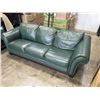 Image 2 : GREEN LEATHER SOFA