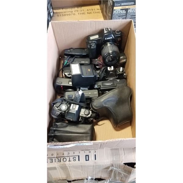 BOX OF VINTAGE FILM CAMERAS