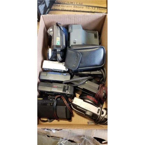 BOX OF VINTAGE FILM CAMERAS
