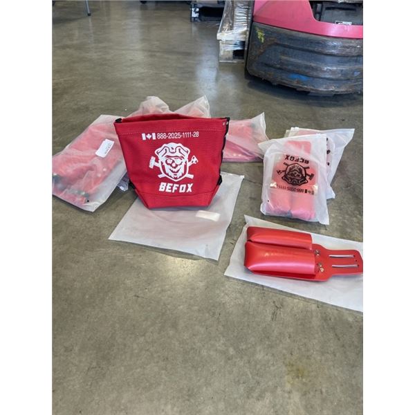 5 NEW IRONWORKER CANVAS BOLT BAGS, HEAVY DUTY AND 4 NEW TOOL POUCH  HOLSTER RETAIL $200 PLUS