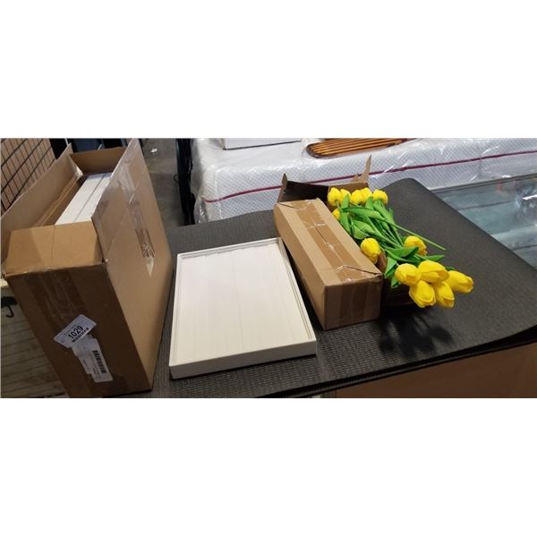 NEW MEBBAY VELVET JEWELLERY ORGANIZER AND 2 BOXES FAKE YELLOW TULIPS