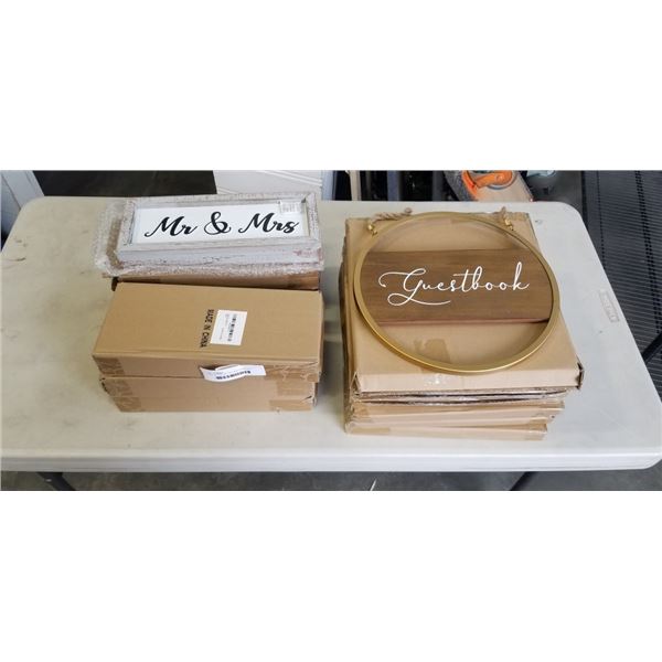CASE OF NEW MR AND MRS SIGNS AND GUSTBOOK VENUE DECOR SIGNS