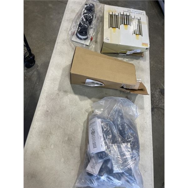 3 BAY LED DOWNLIGHT WITH POWER BOX, AND SET OF CANDLE HOLDERS, AND NEW SHAW UNIVERSAL REMOTES