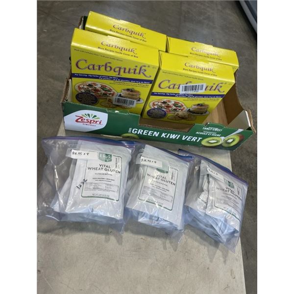 4 BOXES OF CARBQUICK AND NEW BAGS OF VITAL WHEAT GLUTEN