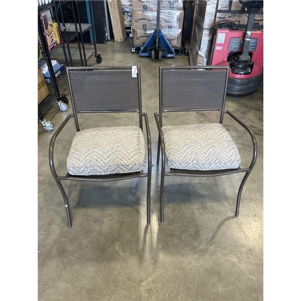 2 PATIO CHAIRS WITH CUSHIONS
