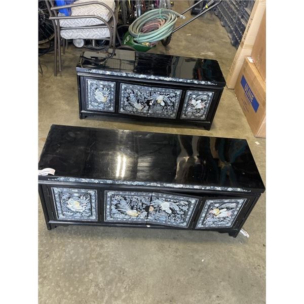 PAIR OF ORIENTAL CABINETS INLAID WITH MOTHER OF PEARL
