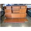 Image 1 : 2 PIECE TEAK DISPLAY CABINET - BACK BOARD AND SUPPORTS TO RAISE TOP PIECE