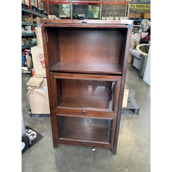 DISPLAY CABINET W/ 3 GLASS TOP LIFT DOORS