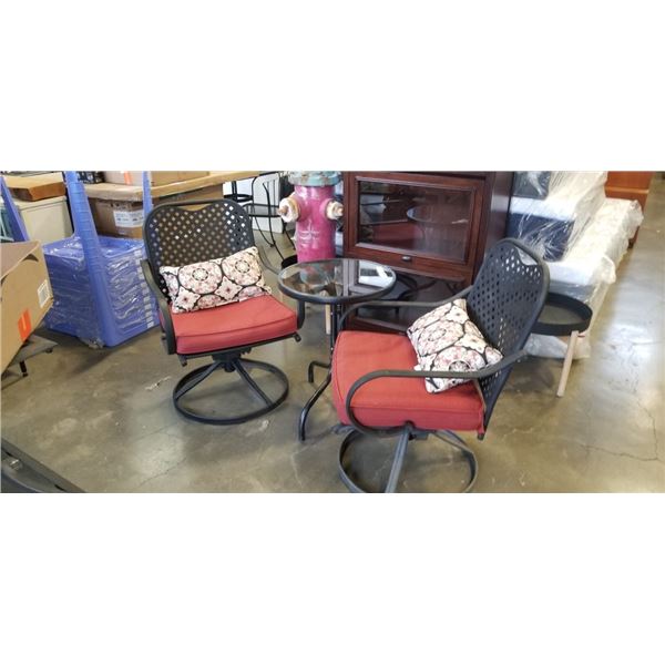 3PC BISTRIO SET W/ RED CUSHIONS
