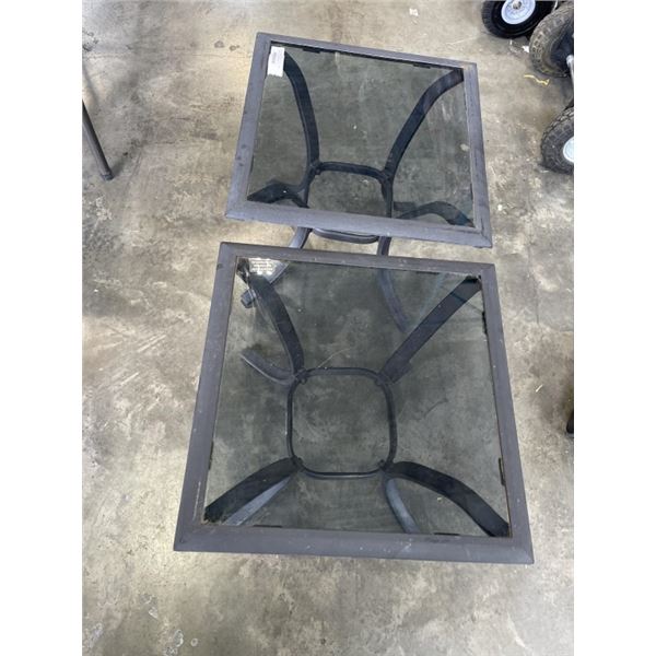 2 GLASS TOP PATIO SIDE TABLES