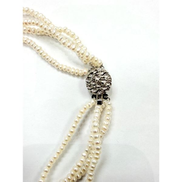 STERLING SILVER CLASP CULTURED PEARL NECKLACE, W/A $2050.00