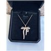 Image 1 : NEW 18K GOLD PLATED 33.0MM SIMULATED DIAMOND (CZ) BOW NECKLACE, CHAIN 18" LONG