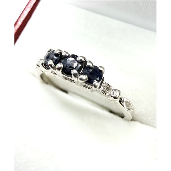 STERLING SILVER NATURAL BLUE SAPPHIRE RING, SIZE 7, RETAIL $350.00. SAPPHIRE IS THE BIRTHSTONE FOR S
