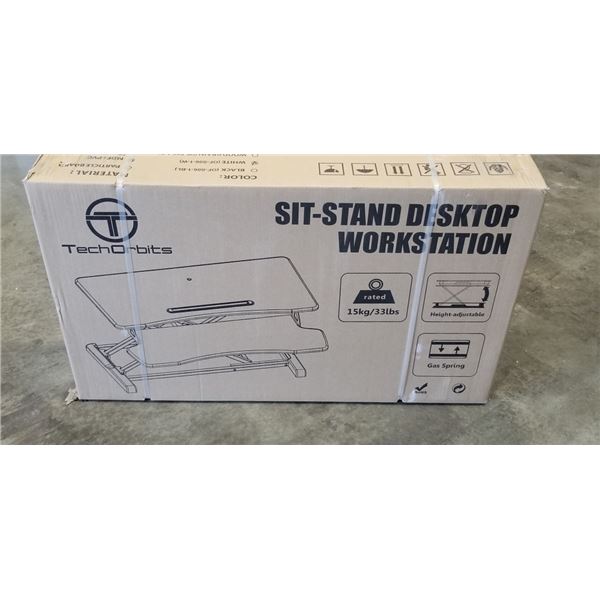 NEW WHITE TECH ORBITS SIT TO STAND WORKSTATION, GAS SPRINGS, HOLDS UP TO 33LBS