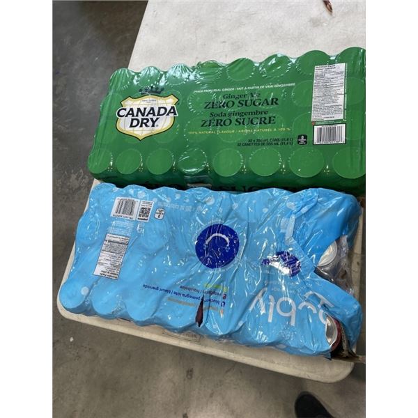 2 FLATS OF SODA, A FEW CANS MAY BE MISSING - GINGER ALE ZERO AND BUBBLY