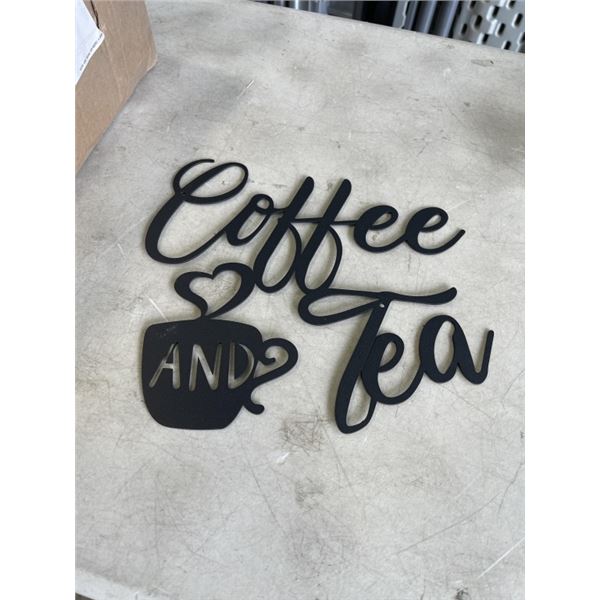 BOX OF METAL COFFEE AND TEA SIGNS NEW METAL WALL ART