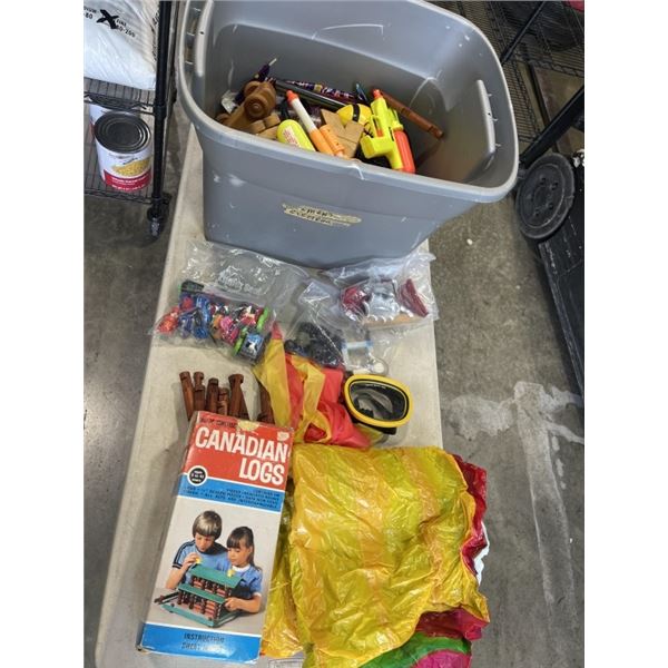 TOTE OF VINTAGE AND NEWER KIDS TOYS