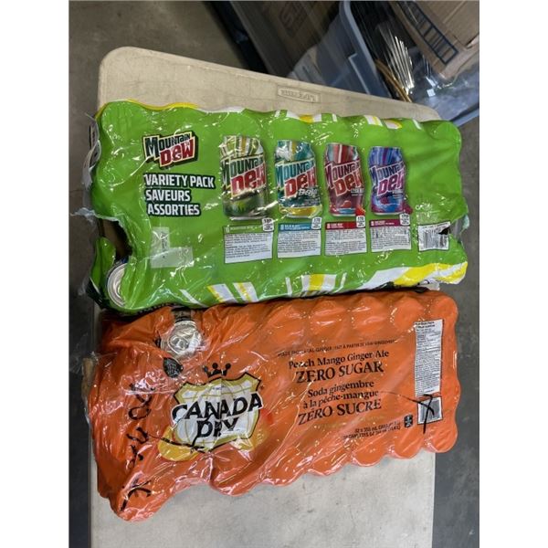 2 FLATS OF SODA, A FEW CANS MAY BE MISSING - PEACH MANGO GINGER ALE AND MT. DEW VARIETY