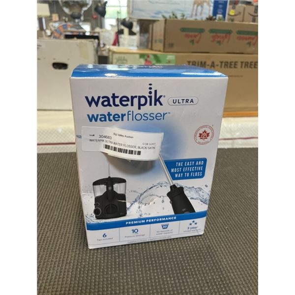 WATERPIK ULTRA WATER FLOSSER, BLACK/ SATIN SILVER - TESTED WORKING, RETAIL $84