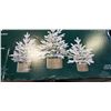 Image 2 : 3 CHRISTMAS FLOCKED TREES WITH LED LIGHTS