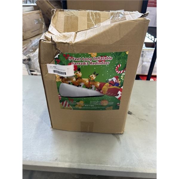 9 FOOT LONG INFLATABLE SANTA & 3 REINDEER