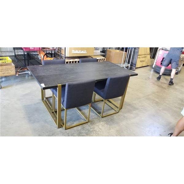 ARTICLE DINING SET WITH GLASS TOP, AND 4 UPHOLSTERED ARTICLE DINING CHAIRS, VERY GOOD CONDITION