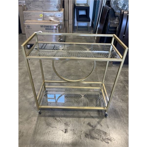 MODERN GOLD AND GLASS BAR CART