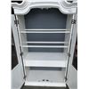 Image 2 : WHITE FARMHOUSE STYLE STORAGE CABINET - MISSING GLASS SHELVES