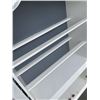 Image 3 : WHITE FARMHOUSE STYLE STORAGE CABINET - MISSING GLASS SHELVES