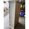 Image 4 : WHITE FARMHOUSE STYLE STORAGE CABINET - MISSING GLASS SHELVES
