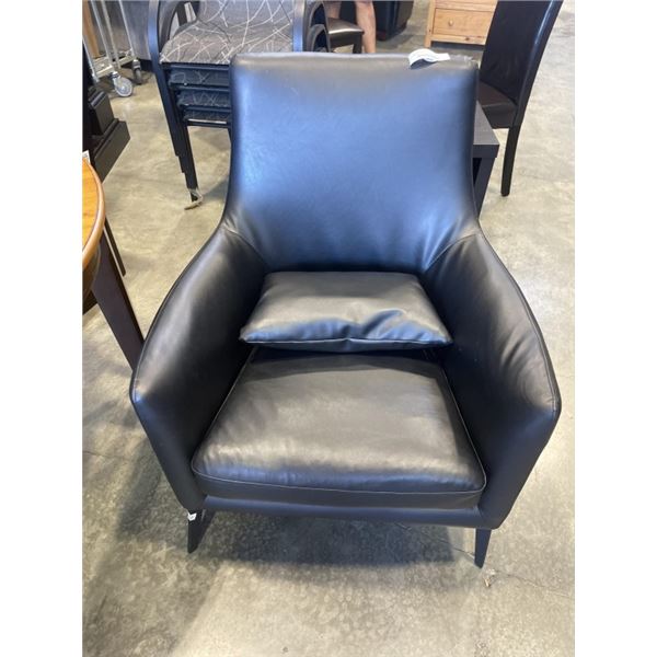 MODERN BLACK LEATHER HIGBACK ACCENT CHAIR
