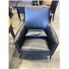 Image 1 : MODERN BLACK LEATHER HIGBACK ACCENT CHAIR