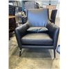 Image 2 : MODERN BLACK LEATHER HIGBACK ACCENT CHAIR