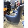 Image 3 : MODERN BLACK LEATHER HIGBACK ACCENT CHAIR
