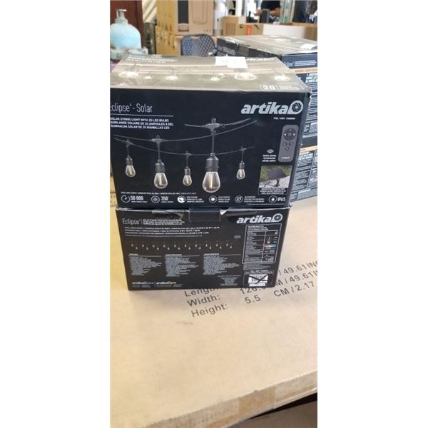 2 SETS OF ARTIKA ECLIPSE SOLAR STRING LIGHTS WITH 20 LED BULBS, REMOTE, EACH IS 42FT LONG