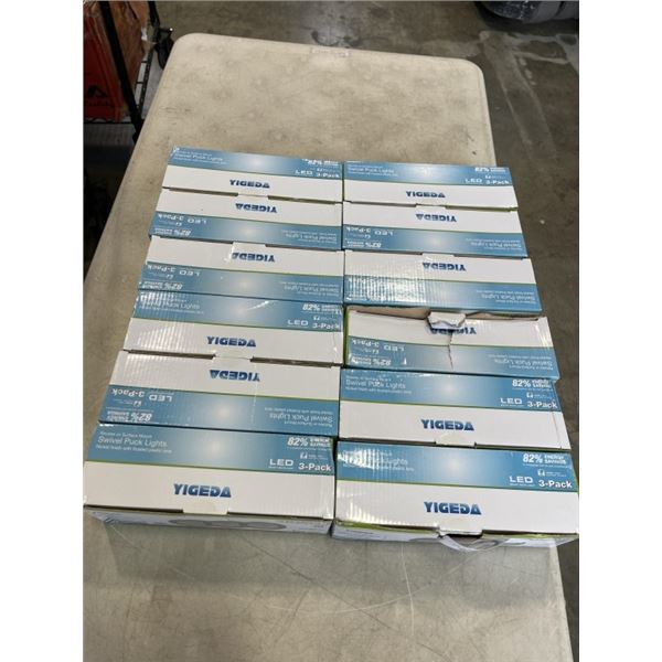 12 PACKS OF NEW YIGEDA SWIVEL PUCK LIGHTS, LED, 3 PER PACK