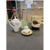 Image 1 : ASIAN VASE, GLASS WATER  TEA POT, CUP AND SAUCER