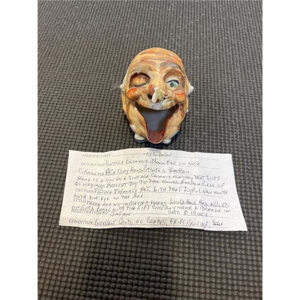 VINTAGE TILSO JAPAN CERAMIC CLOWN BEE ON NOSE