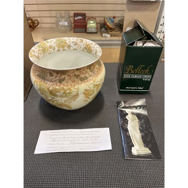 BELLEEK IRELAND VASE AND MADDOCKS ROYAL PORCELAIN LAMBERTON JARDINIERE