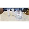 Image 1 : CRYSTAL BOWL AND 2 PINWHEEL CRYSTAL VASES.