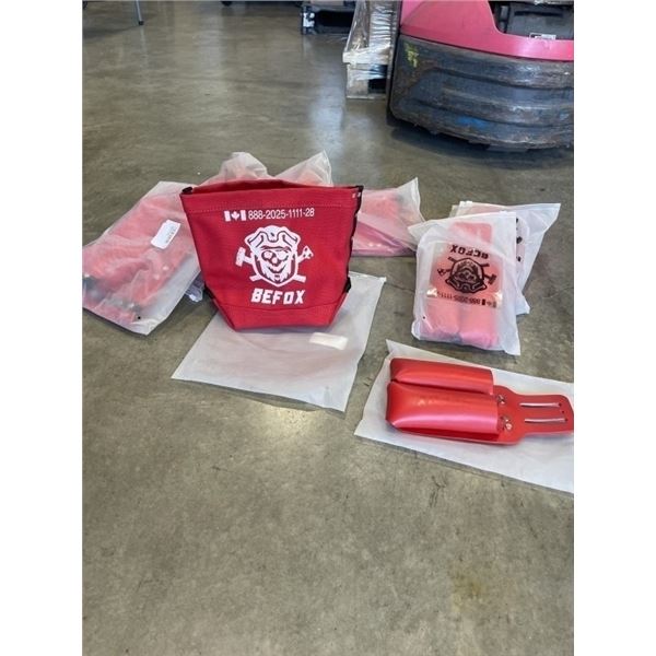5 NEW IRONWORKER CANVAS BOLT BAGS, HEAVY DUTY AND 4 NEW TOOL POUCH  HOLSTER RETAIL $200 PLUS