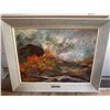 Image 1 : Framed Fall Landscape Oil Painting