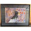 Image 2 : Framed Mixed Media Artwork with Bird and Diag