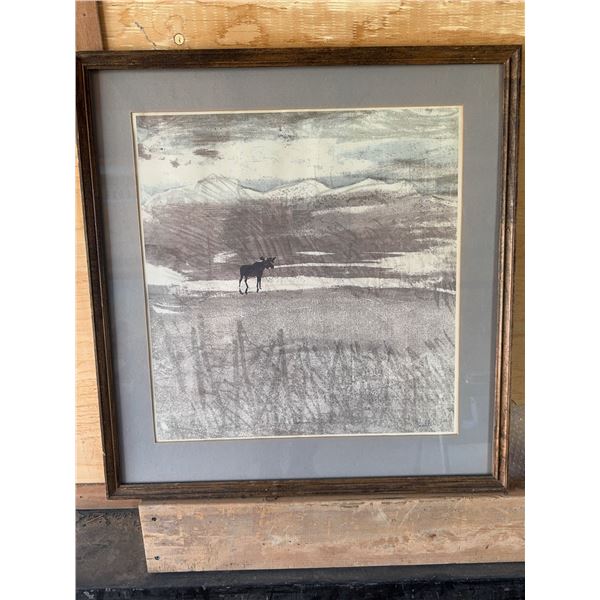 Framed Moose Print Signed by Artist
