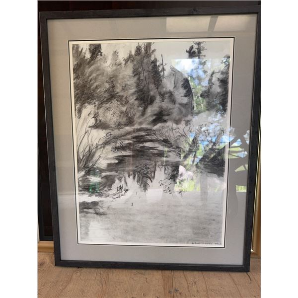 Charcoal Drawing "Ho River S of Burkton" D. W