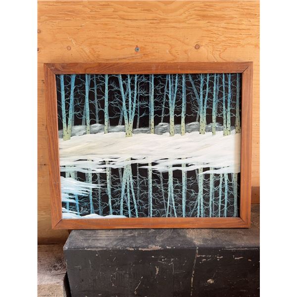 Birch Forest Painting in Wooden Frame