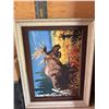 Image 1 : Framed Moose Landscape Painting